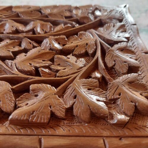 handcarved walnut wood box kashmri india handmade gift wedding 1