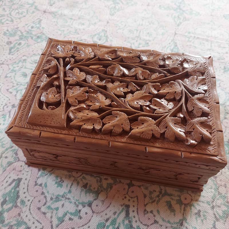 handcarved walnut wood box kashmri india handmade gift wedding 2