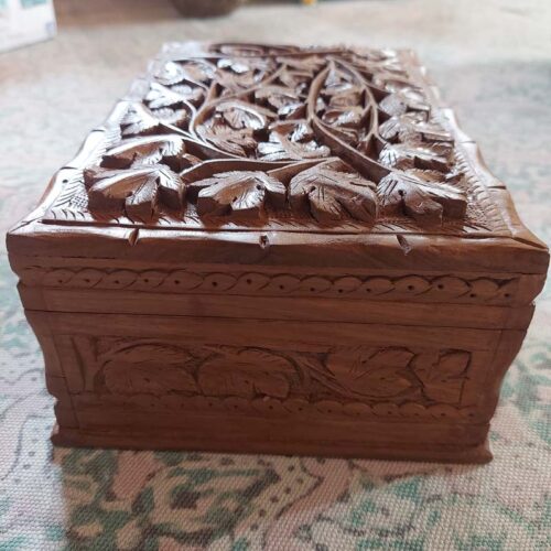 handcarved walnut wood box kashmri india handmade gift wedding 4