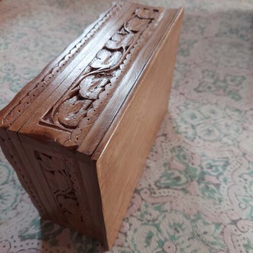 handcarved walnut wood box kashmri india handmade gift wedding 7