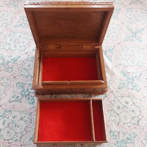 handcarved walnut wood box kashmri india handmade gift wedding 8