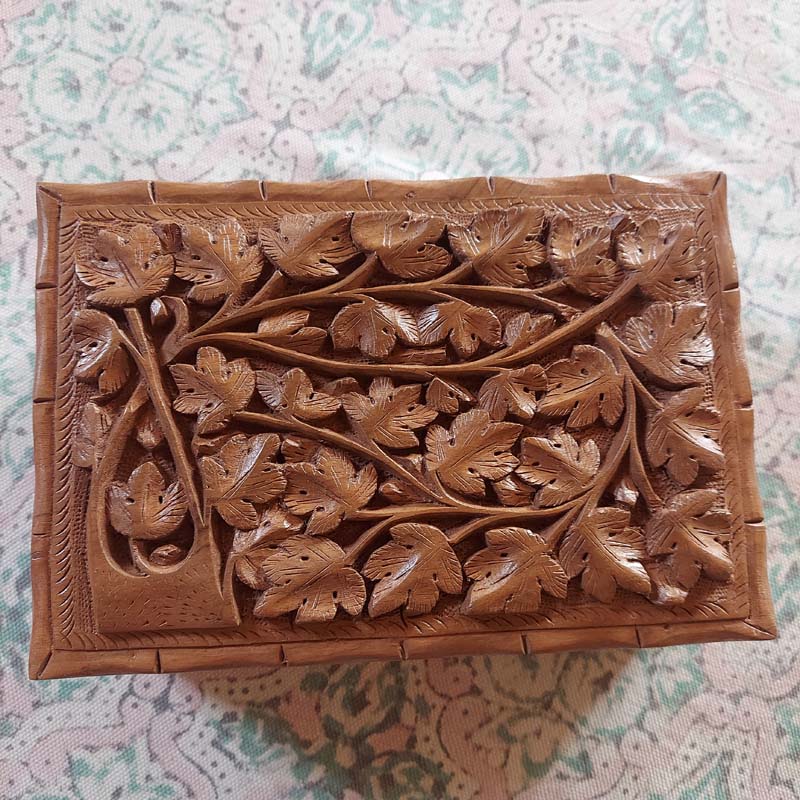 handcarved walnut wood box kashmri india handmade gift wedding 9