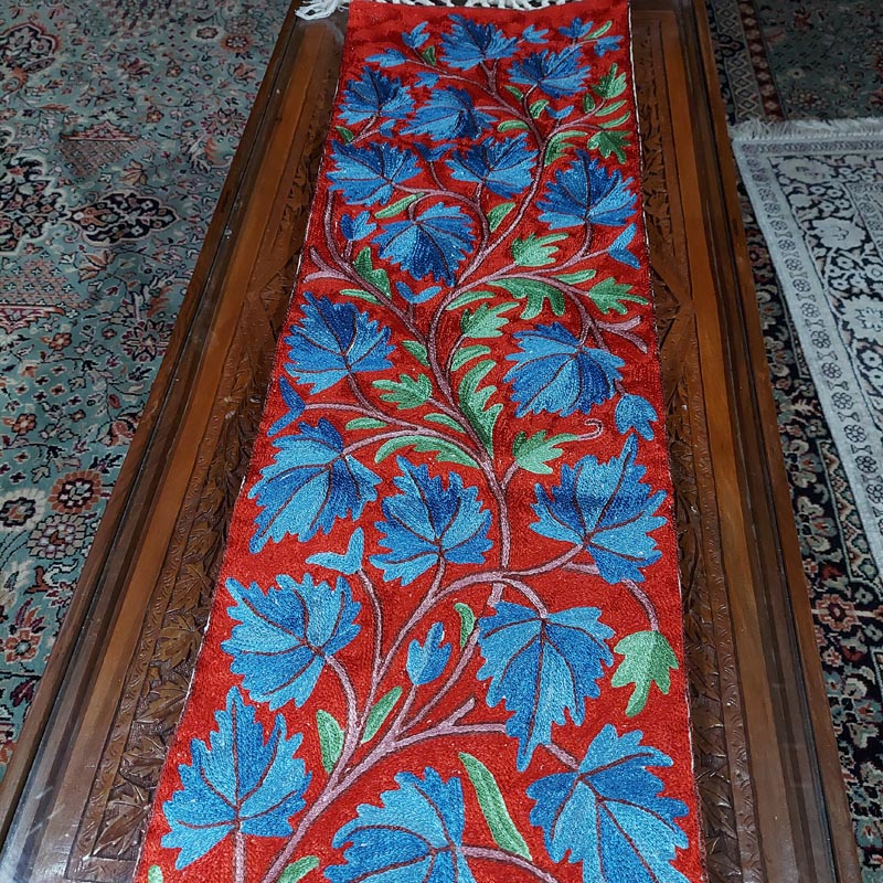 red blue dinning table placement rug 3