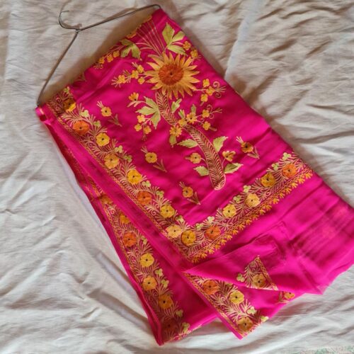 pink kashmiri work saree 2