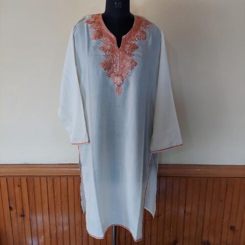 white kurta bronze zari tilla 3