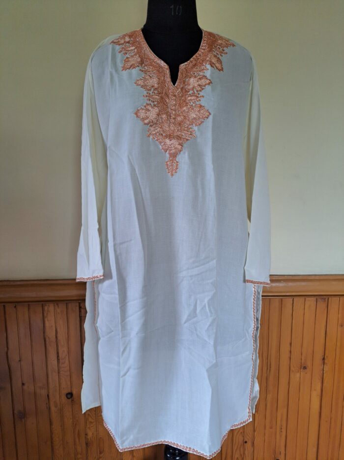 white summer cool bronze tilla kurta 1