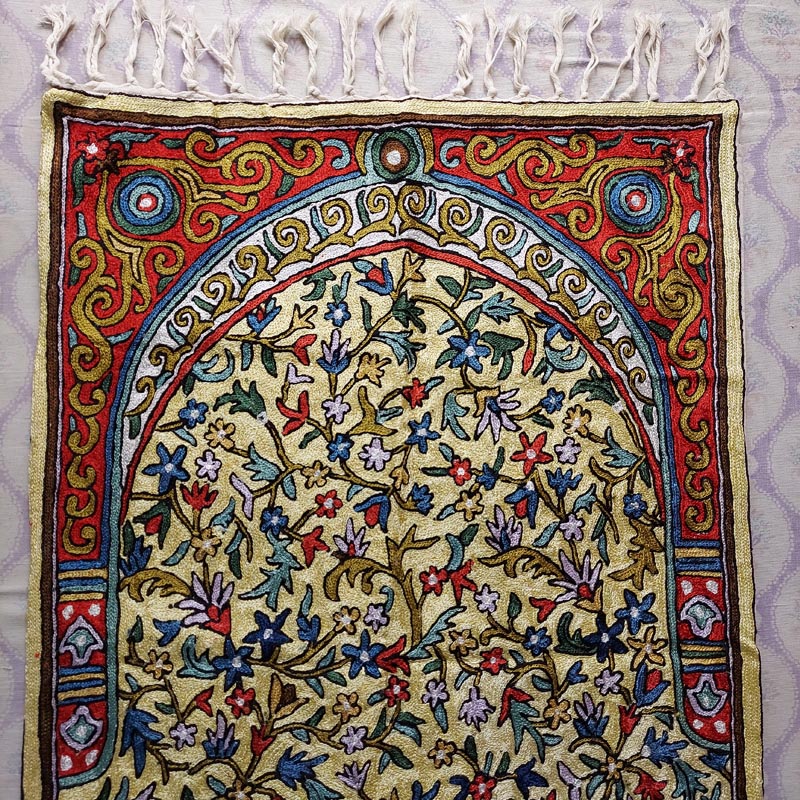 chainstitch prayer rug kashmir 2