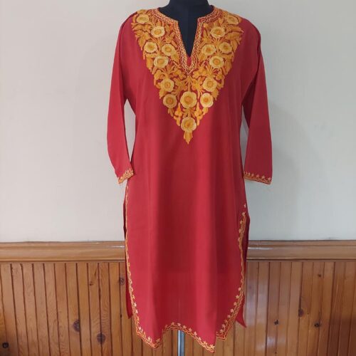 kashmiri red apple kurta girl 3