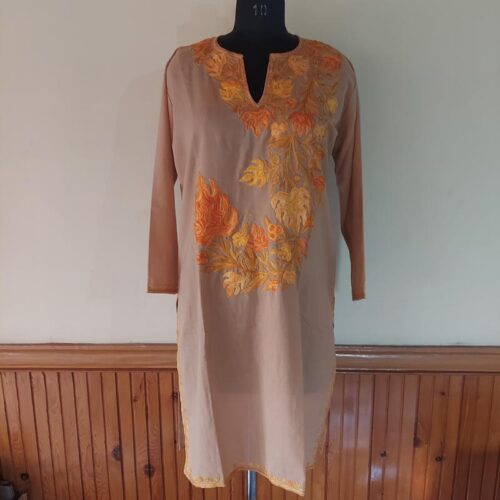 peach color summer kurta 2