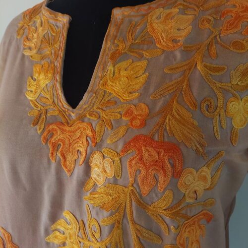 peach color summer kurta 3