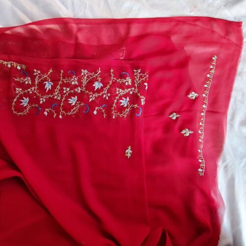 red sozni saree 5