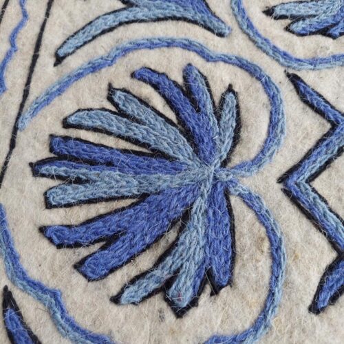 wool rug india white blue 1