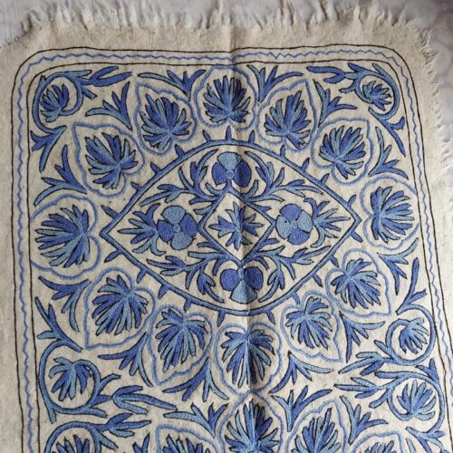 wool rug india white blue 5