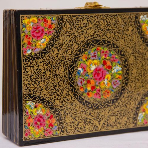 handcrafted floral design paper machie clutch 2