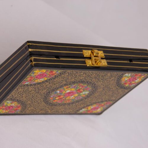 handcrafted floral design paper machie clutch 3