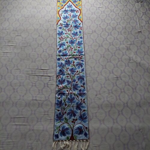 wall hanging runner rug handmade kashmiri india chinar silk 1