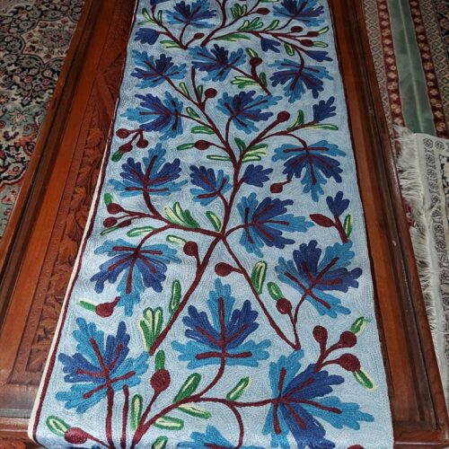 wall hanging runner rug handmade kashmiri india chinar silk 3