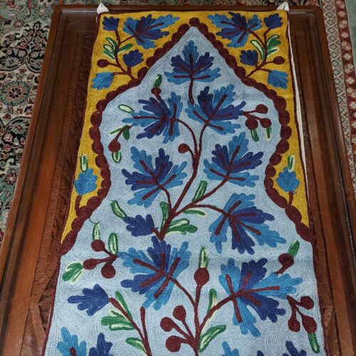 wall hanging runner rug handmade kashmiri india chinar silk 4