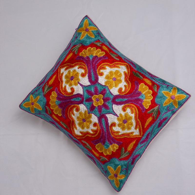 White Color Kashmiri Cushion Cover main image 0