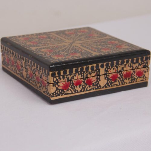 black and golden handcrafted paper machie coaster set 3