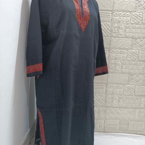 black raffal pheran with hand sozni work 1