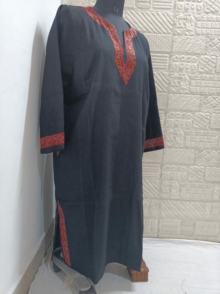 black raffal pheran with hand sozni work 1