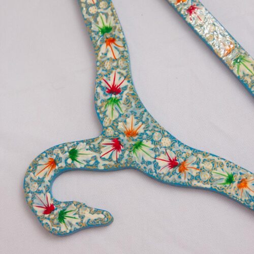 blue handmade floral paper machie cloth hanger 2