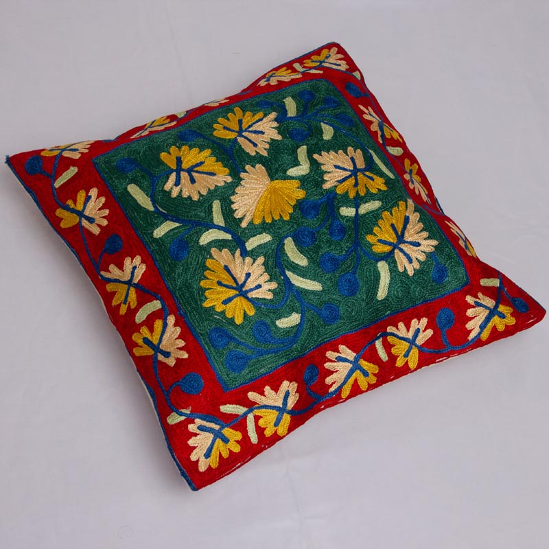 floral design green red cushion cover 2