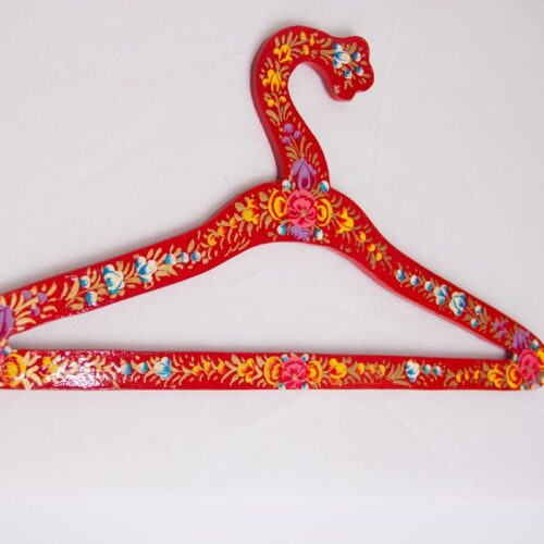 red handmade floral paper machie cloth hanger 3