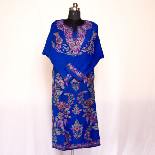 latest blue aari beautiful comfortable tribal himalyan pheran himachal shimla winter wear 1