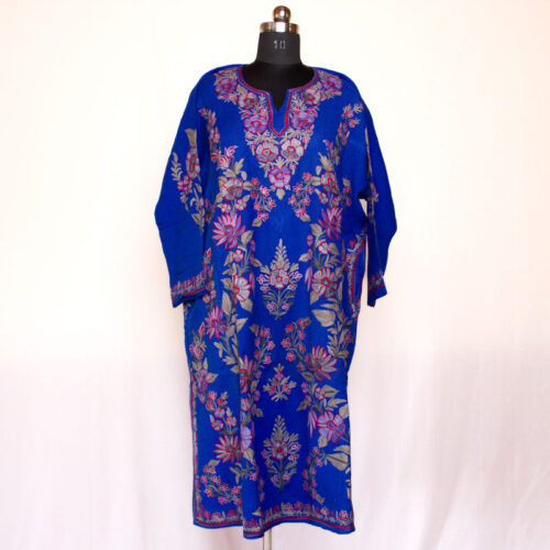 latest blue aari beautiful comfortable tribal himalyan pheran himachal shimla winter wear 4