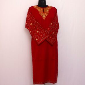 maroon kashmiri winter coat gown