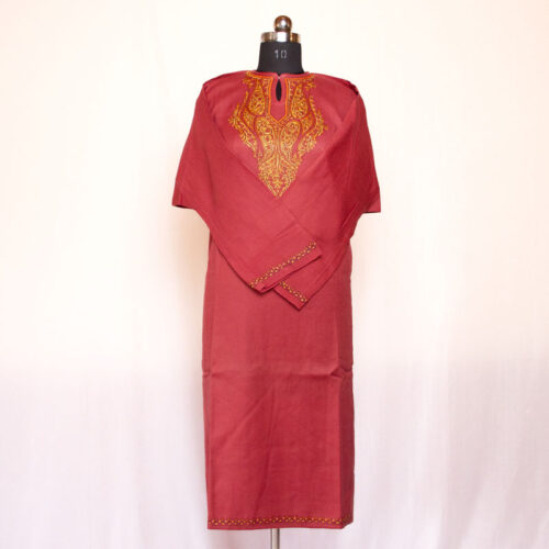 pink handmade winter wool dress 1