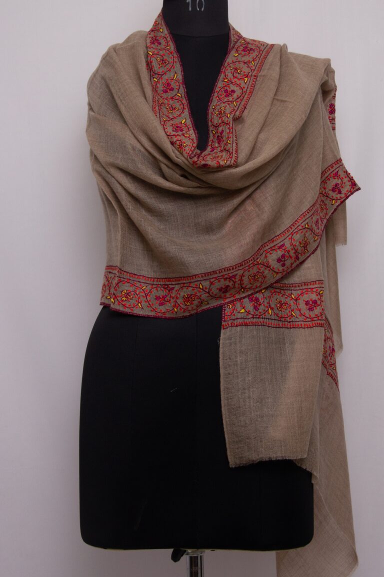 dark beige pashmina sozni stole 1