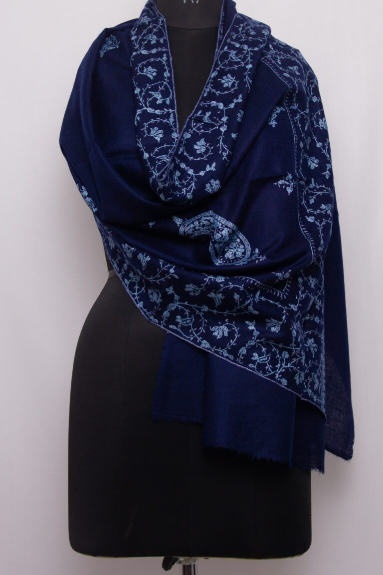 dark blue pashmina sozni stole 1