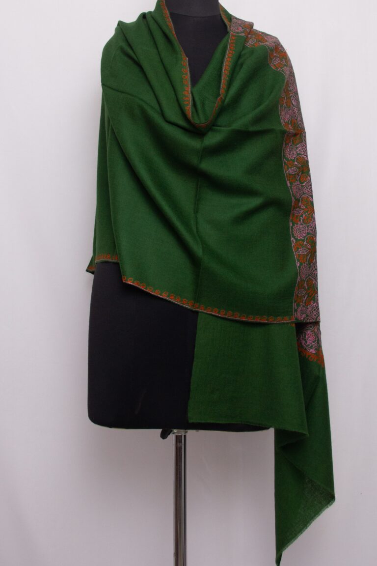 dark green pashmina sozni stole 1