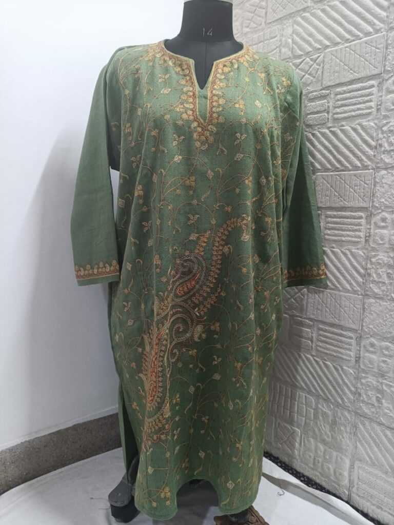 light green pure raffal allover hand sozni pheran 2