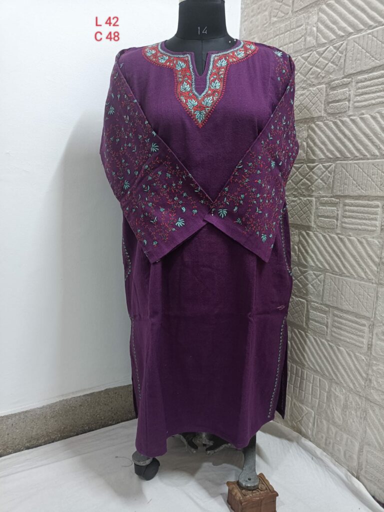 purple pure raffal allover hand sozni pheran 1