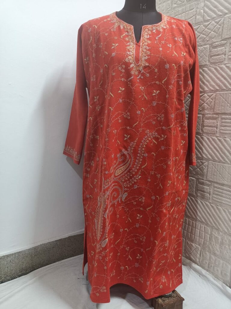 red pure raffal allover hand sozni pheran 1