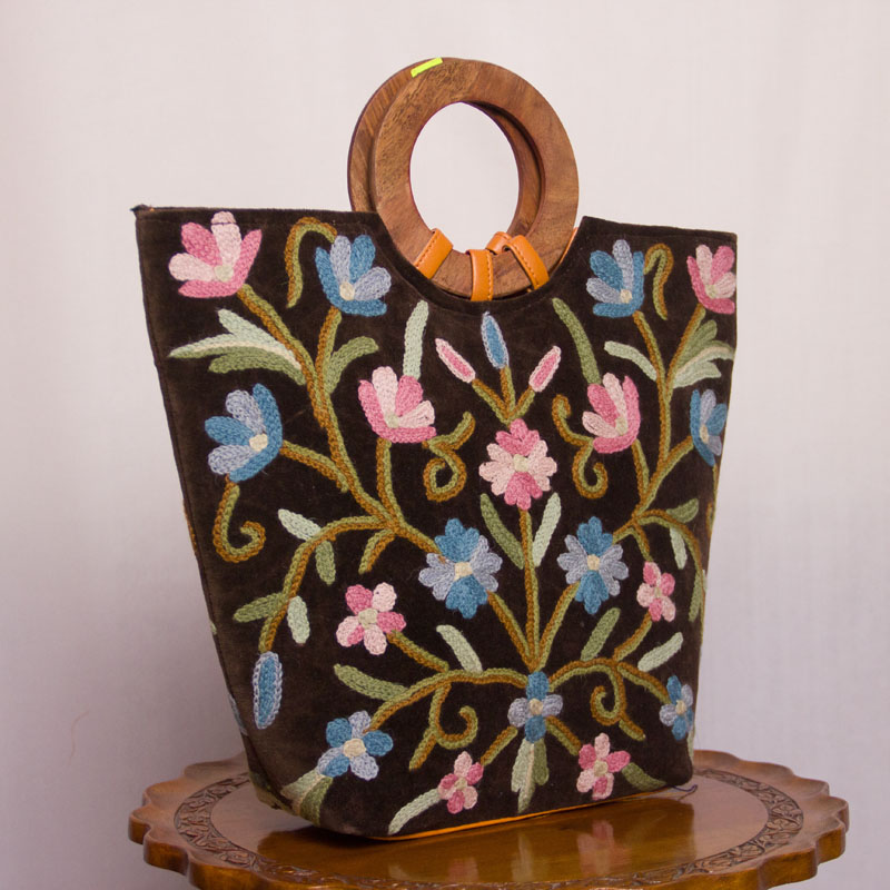 Velvet Basket Bag With Hand Aari Work 3