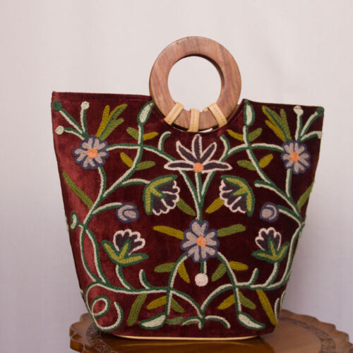 Velvet Basket Bag With Hand Aari Work 5