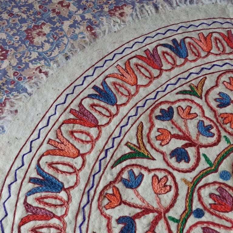 kashmiri handmade namda rug boho colorful wool indian white gift 1