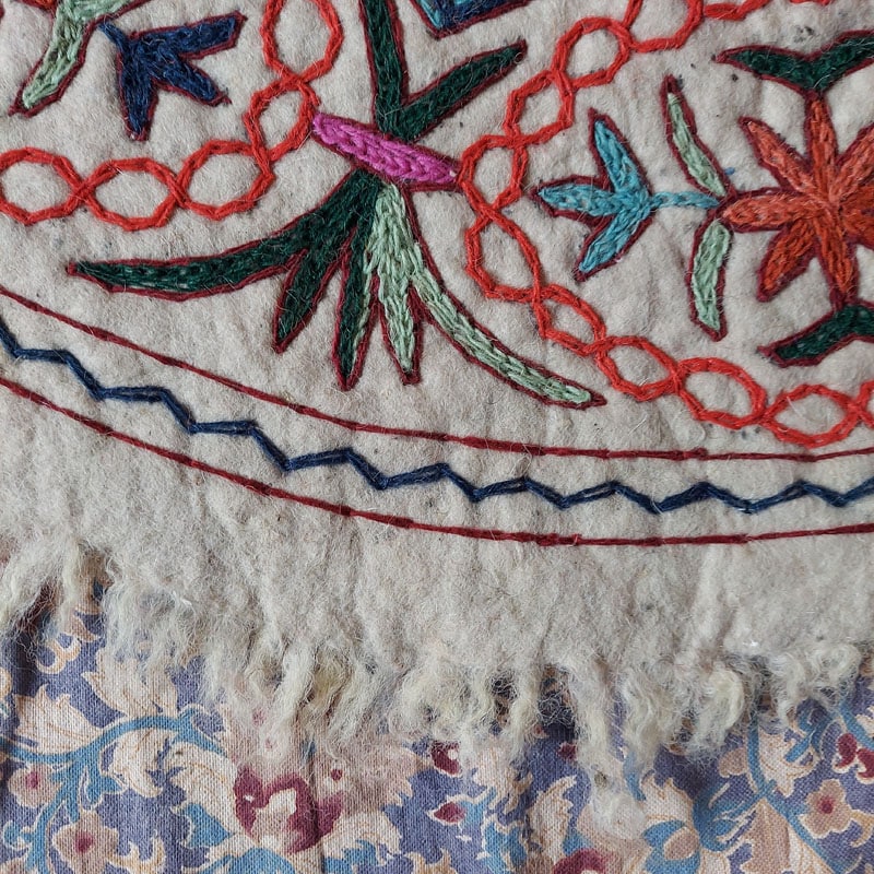 kashmiri handmade namda rug boho colorful wool indian white gift 22