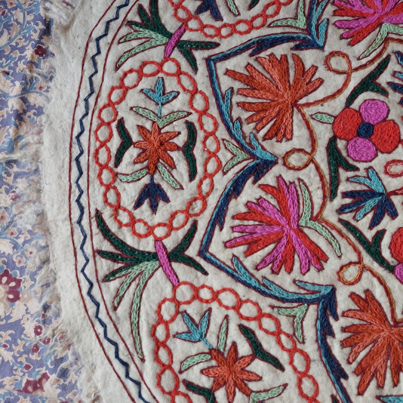 kashmiri handmade namda rug boho colorful wool indian white gift 25