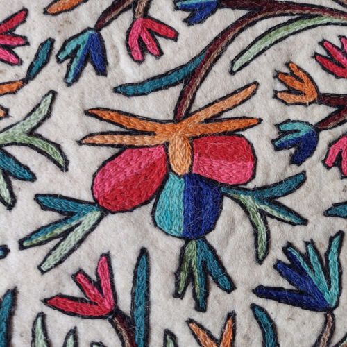 kashmiri handmade namda rug boho colorful wool indian white gift 32