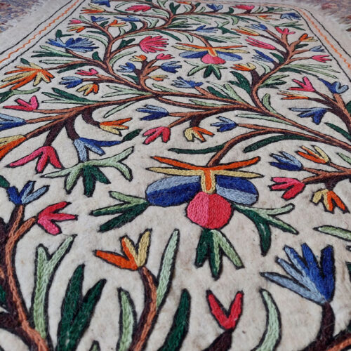 kashmiri handmade namda rug boho colorful wool indian white gift 48