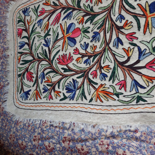 kashmiri handmade namda rug boho colorful wool indian white gift 51