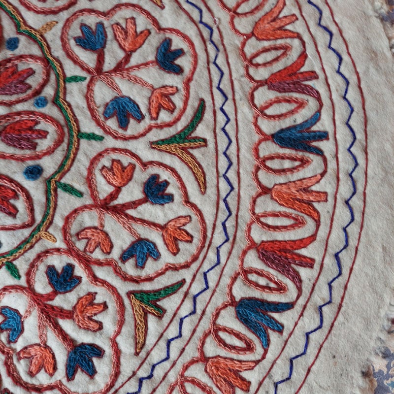 kashmiri handmade namda rug boho colorful wool indian white gift 6