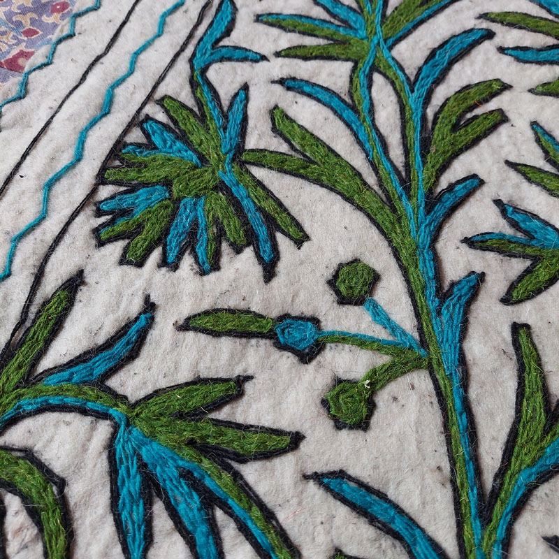kashmiri handmade namda rug boho colorful wool indian white gift 62
