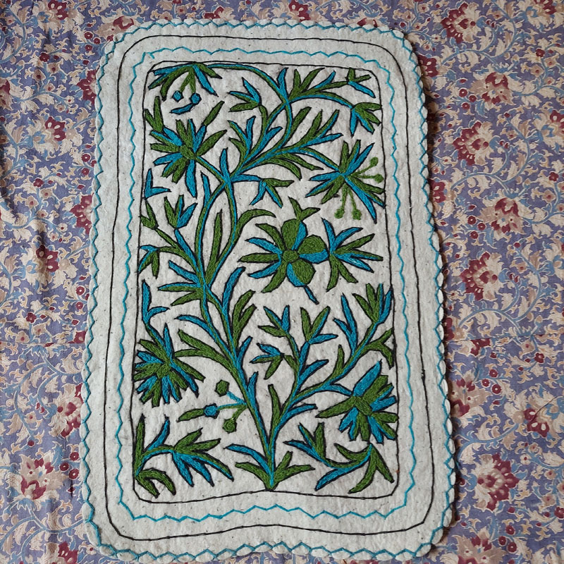 kashmiri handmade namda rug boho colorful wool indian white gift 63